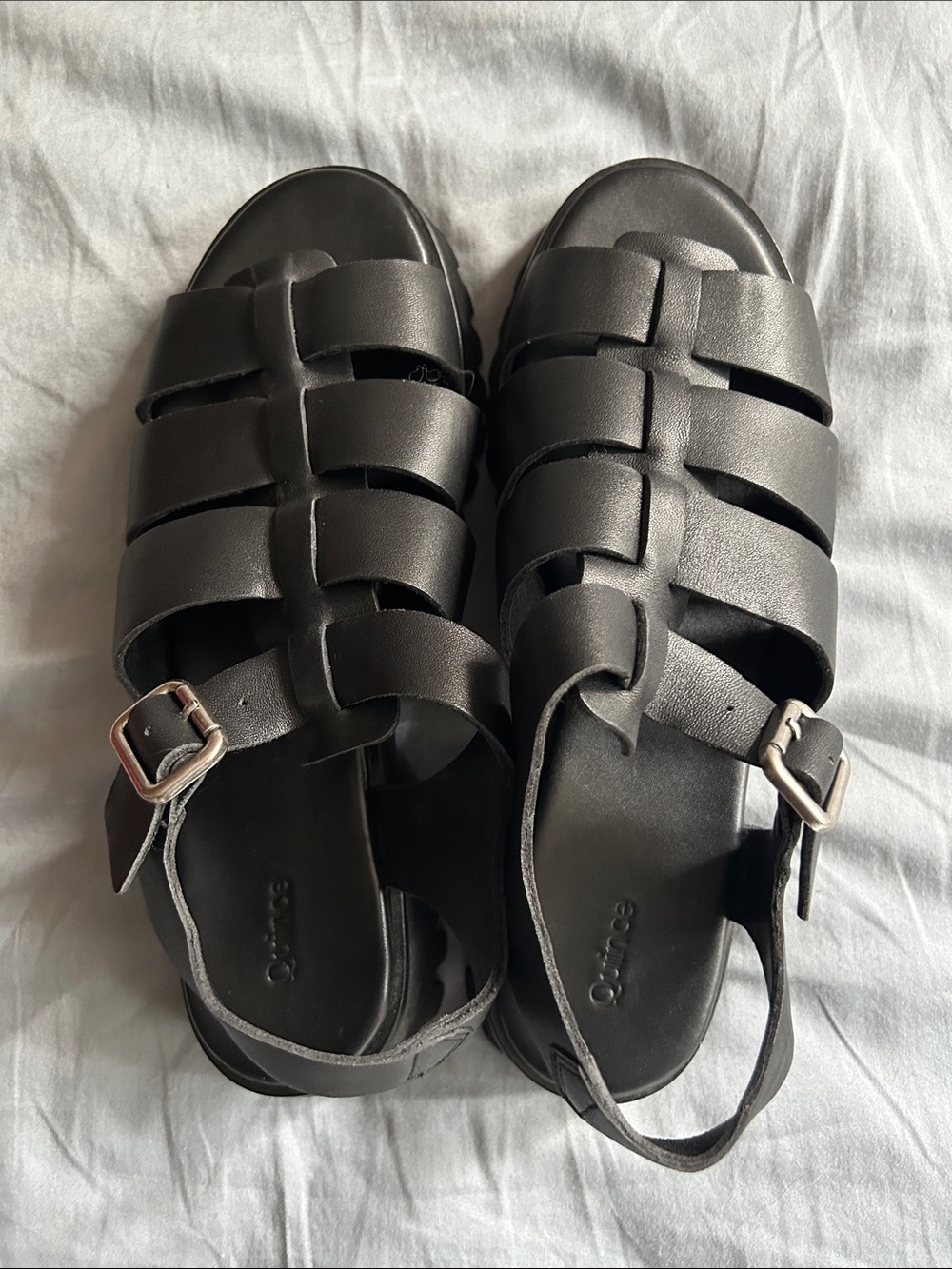 Quince Black Fisherman Sandals